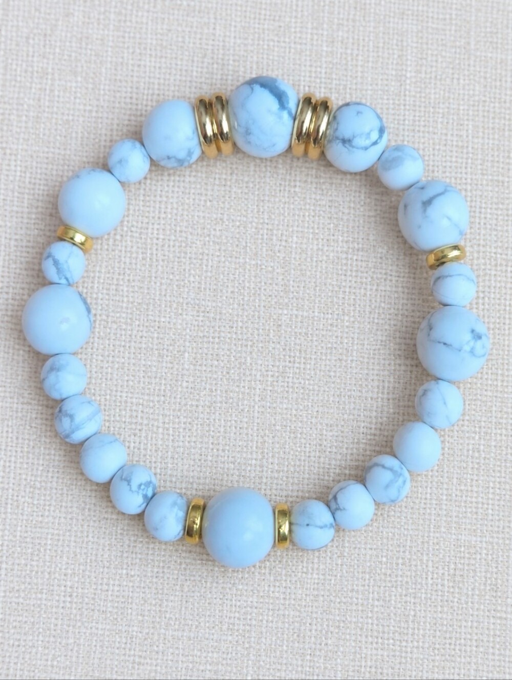White Howlite Beaded Stretch Bracelet | Handmade
